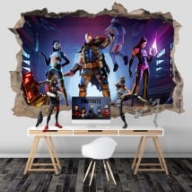 Vinilos agujero pared videojuego fortnite x-force 3d