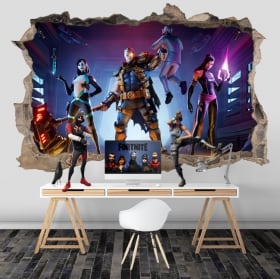 Vinilos agujero pared videojuego fortnite x-force 3d