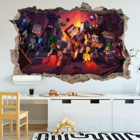 Vinilos decorativos agujero 3d videojuego minecraft