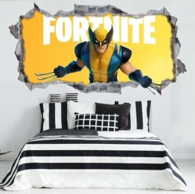 Vinilos y pegatinas 3d agujero pared wolverine fortnite