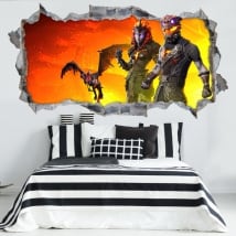 Vinilos y pegatinas 3d pared rota videojuego fortnite