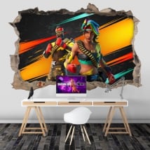 Vinilos adhesivos 3d agujero pared videojuego fortnite
