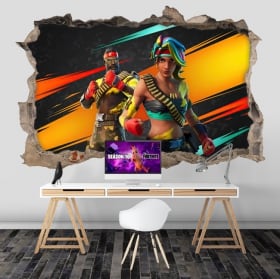 Vinilos adhesivos 3d agujero pared videojuego fortnite