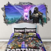 Pegatinas de vinilos agujero pared videojuego fortnite 3d