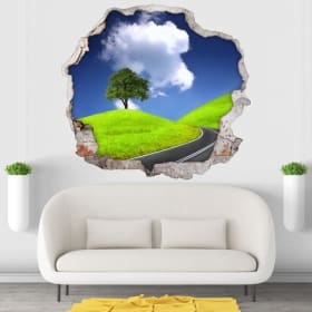 Vinilos y pegatinas árbol y carretera 3d