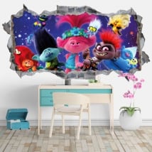 Pegatinas de vinilos agujero pared 3d trolls