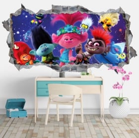 Pegatinas de vinilos agujero pared 3d trolls