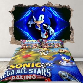 Vinilos y pegatinas agujero pared 3d sonic