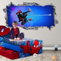 Vinilos agujero 3d miles morales spider-man