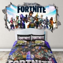 Vinilos decorativos agujero pared fortnite 3d