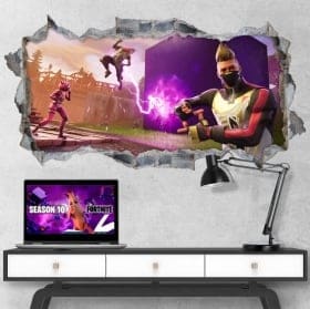 Vinilos decorativos agujero videojuego fortnite 3d