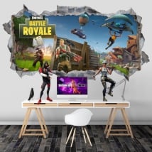 Vinilos agujero pared fortnite battle royale 3d