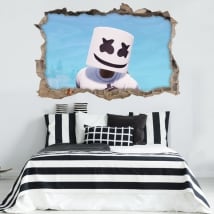 Vinilos y pegatinas videojuego fortnite marshmello 3d