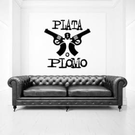 Vinilos y pegatinas narcos plata o plomo