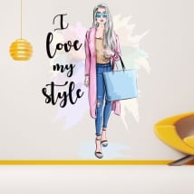 Pegatinas de vinilos silueta mujer i love my style