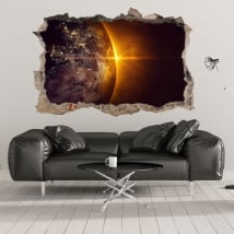 Vinilos 3d planeta tierra y sol