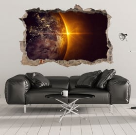 Vinilos 3d planeta tierra y sol