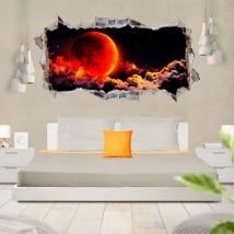 Vinilos y pegatinas 3d luna roja
