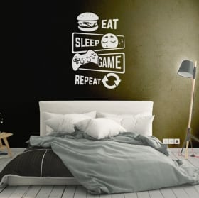 Vinilos y pegatinas videojuegos eat sleep game repeat