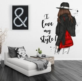 Vinilos silueta de mujer con frase i love my style