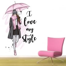 Vinilos silueta mujer frase i love my style