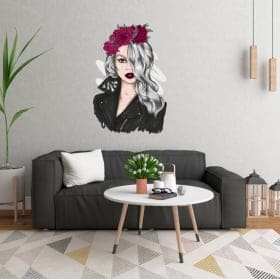 Vinilos y pegatinas silueta de mujer con flores
