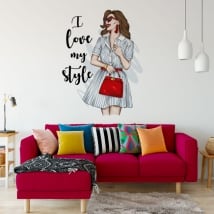 Vinilos y pegatinas mujer con frase i love my style
