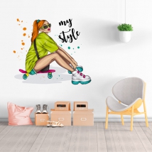Vinilos y pegatinas mujer skater my style