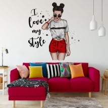 Vinilos pegatinas silueta mujer i love my style