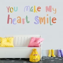 Vinilos frase inglés you make my heart smile