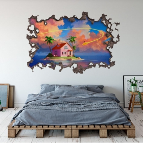 Vinilos decorativos agujero pared dragon ball 3d