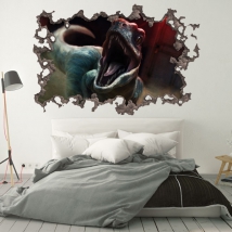 Vinilos 3d agujero pared dinosaurio jurassic park