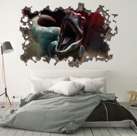 Vinilos 3d agujero pared dinosaurio jurassic park