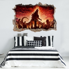 Vinilos decorativos y pegatinas godzilla 3d