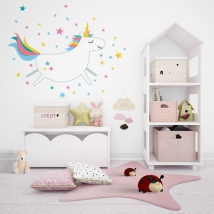 Vinilos decorativos unicornio con estrellas