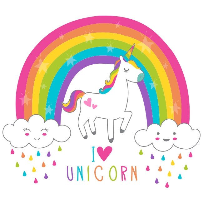 🥇 Vinilos y pegatinas unicornio sobre la nube con estrellas 🥇