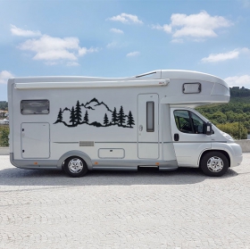 Vinilos y pegatinas autocaravanas paisaje con montañas