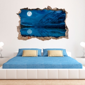 Vinilos paredes 3d luna llena en invierno