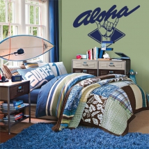 Vinilos decorativos y pegatinas texto surf aloha
