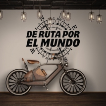 Vinilos y pegatinas frase de ruta por el mundo