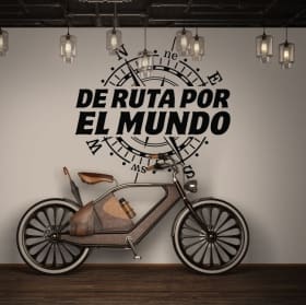 Vinilos y pegatinas frase de ruta por el mundo