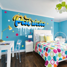 Vinilo adhesivo nombre personalizado con efecto grafiti