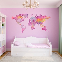 Vinilos adhesivos mapamundi de colores