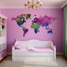 Vinilo decorativo mapamundi colores