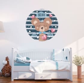 Vinilos y pegatinas infantiles o para bebés oso romántico