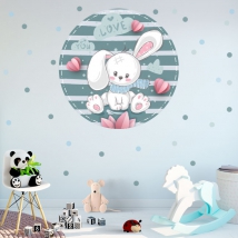 Vinilos y pegatinas infantiles o para bebés conejo romántico