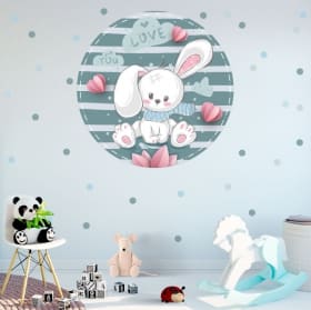 Vinilos y pegatinas infantiles o para bebés conejo romántico