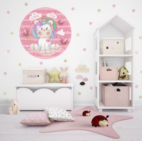 Vinilos infantiles o juveniles unicornio romántico