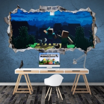 Vinilos decorativos 3d minecraft