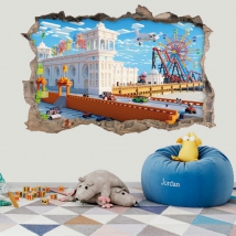Vinilos decorativos agujero 3d minecraft
